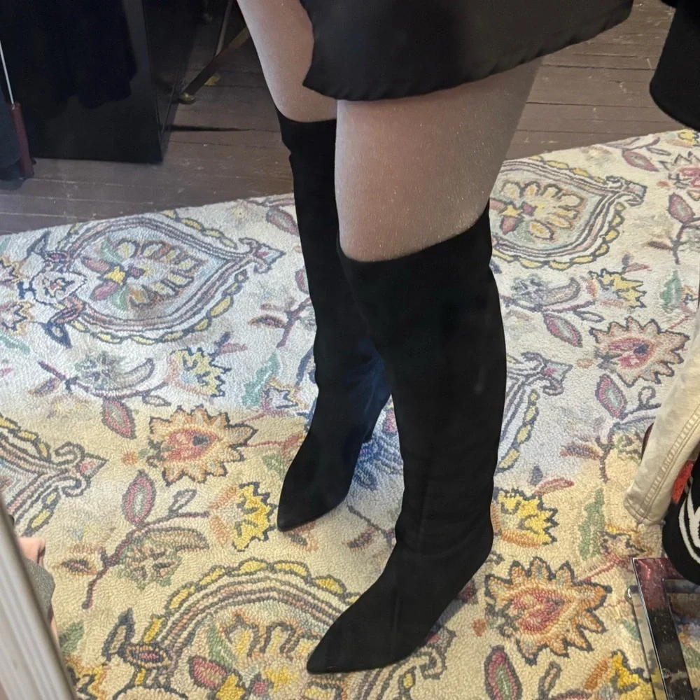Marc Fisher Black Suede Over-the-Knee Boots 8